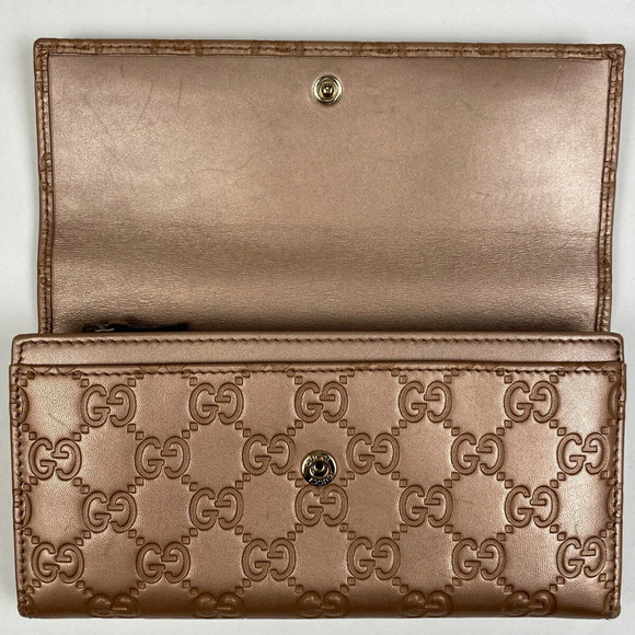 Gucci Guccisima Bifold Long Wallet Lovely Heart Shima Metallic Pink - Picture 7 of 7